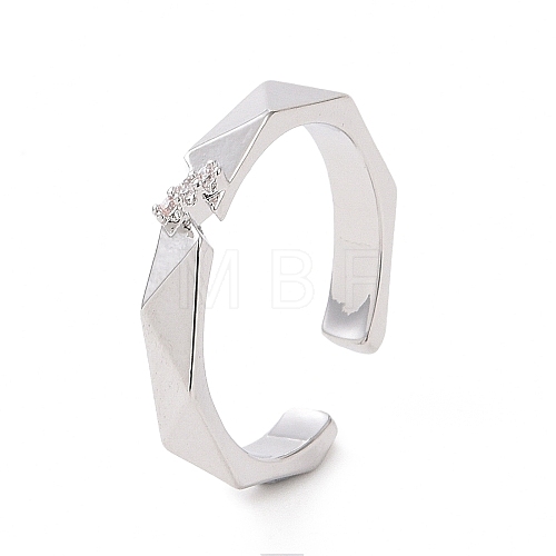 Clear Cubic Zirconia Open Cuff Ring RJEW-E072-20P-1
