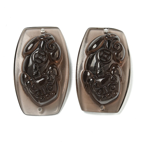 Natural Ice Obsidian Carved Connector Charms G-Q191-01B-1