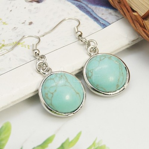 Fashion Synthetic Turquoise Earrings EJEW-E003-8-1