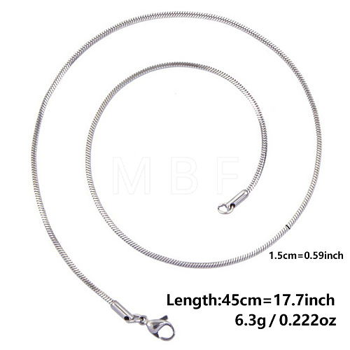 Non-Tarnish 1.5mm Unisex 304 Stainless Steel Snake Chains Necklaces ZV2766-1-1