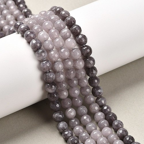 Natural White Jade Bead Strands G-R346-6mm-10-1