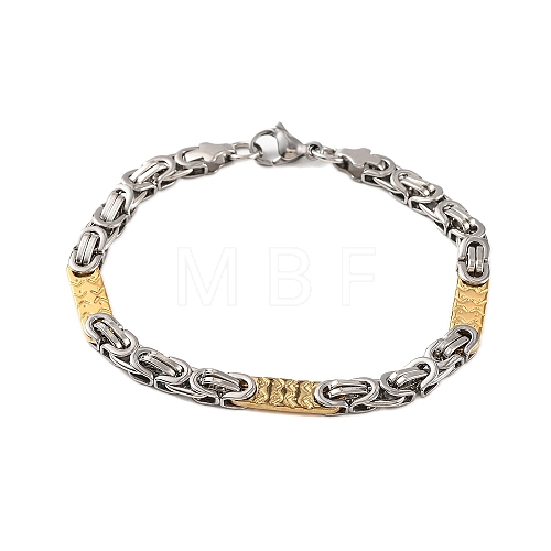 201 Stainless Steel Byzantine Chain Bracelets with 304 Stainless Steel Clasps BJEW-B078-131GP-1