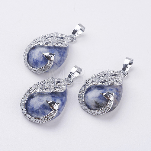 Natural Blue Spot Jasper Pendants G-E442-04D-1