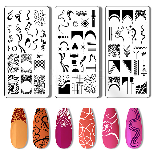 Stainless Steel DIY Nail Art Templates MRMJ-WH0092-006-1