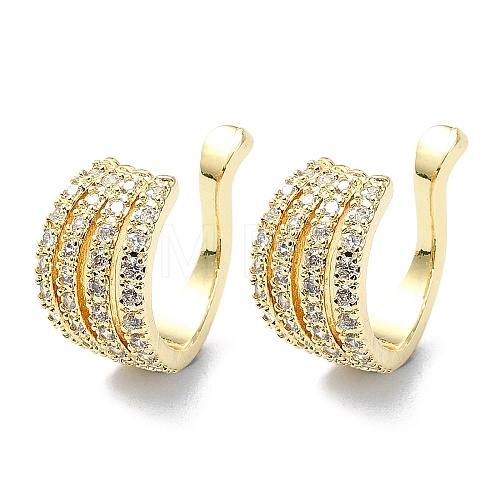 Rack Plating Brass Micro Pave Cubic Zirconia Cuff Earring EJEW-C086-06G-1