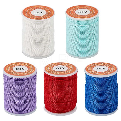5 Rolls 5 Colors Round Waxed Polyester Cord YC-SC0001-02-1