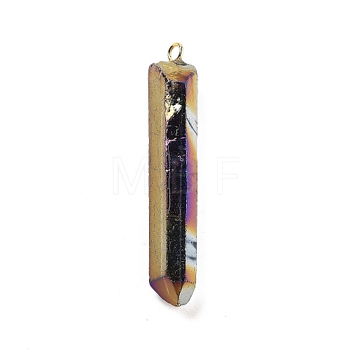 Electroplated Natural Quartz Pendants G-P315-B01-06G-1