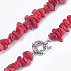 Sea Bamboo Coral(Imitation Coral) Beaded Two-Tiered  Necklaces NJEW-S414-17-2