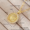 Brass Micro Pave Clear Cubic Zirconia Flat Round Sacred Heart of Jesus Pendant Paperclip Chain Necklaces for Women WG5017F-01-1
