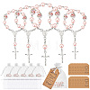 50Pcs Plastic Imitation Pearl and Porcelain Round Link Metal Virgin Cross Charm Rosary Bracelets BJEW-WA0001-07B-8