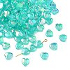 Green AB color Plated Acrylic Heart Beads X-PL539-837-1