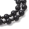 Natural Obsidian Beaded Stretch Bracelets for Women Men BJEW-JB13006-02-4