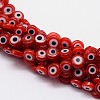 Handmade Evil Eye Lampwork Flat Round Bead Strands LAMP-L058-6mm-06-1