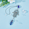 1 Set Hamsa Hand & Evil Eye Hanging Ornament with Bullet Gemstone Charm PALLOY-FH0007-43A-5