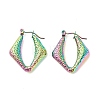 Ion Plating(IP) 304 Stainless Steel Chunky Rhombus Hoop Earrings for Women EJEW-K242-01MC-1