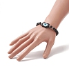 Natural Lava Rock & Lampwork Evil Eye Beaded Stretch Bracelet for Women BJEW-JB09258-5