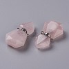 Hexagon Natural Rose Quartz Perfume Bottle Pendants G-H241-03F-P-2