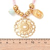 304 Stainless Steel Flower Cowboy Hat Pendant Polyester Cord Necklaces NJEW-C105-02G-7