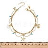 Ocean Synthetic Turquoise Beads & Alloy Starfish Shell Shape Charm Anklets with 304 Stainless Steel Cable Chain Tassel for Women AJEW-TA00069-4