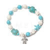 2Pcs Synthetic Turquoise Beaded Stretch Bracelets BJEW-JB13292-3