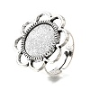 Vintage Adjustable Iron Finger Ring Components Alloy Flower Cabochon Bezel Settings PALLOY-O039-25AS-1