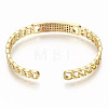 Brass Micro Pave Clear Cubic Zirconia Cuff Bangles BJEW-S142-002-NF-3