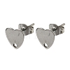 Non-Tarnish 304 Stainless Steel Heart Stud Earring Findings STAS-R063-37-1