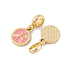 Rack Plating Alloy Pink Enamel European Dangle Charms FIND-C055-15G-2