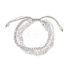Electroplate Glass & Synthetic Non-magnetic Hematite & Acrylic Pearl Beads Multi-strand Braided Bead Bracelets BJEW-JB13772-3