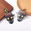 Halloween Printed Acrylic Skull with Hat Pendant Dangle Earrings for Women WG1141F-01-2