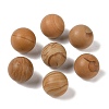 Natural Wood Lace Stone No Hole Sphere Beads G-K353-04F-23-1