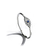 Rhodium Plated 925 Sterling Silver Horse Eye Finger Rings with Blue Cubic Zirconia RJEW-F150-55B-P-2