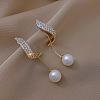 Alloy Crystal Rhinestone Dangle Stud Earrings FS-WG37841-01-4