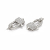 Brass Micro Pave Clear Cubic Zirconia Lobster Claw Clasps ZIRC-S067-069P-NR-2