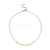 4MM White Round ABS Plastic Imitation Pearl Beaded & 304 Stainless Steel Paperclip Chain Necklaces NJEW-JN05676-3