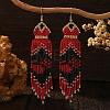 Handmade Bohemian Glass Seed Beads Long Dress Tassel Dangle Earrings MO3708-2-1