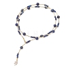 Natural Lapis Lazuli Round and Nuggets Lariat Necklaces NJEW-JN05727-1
