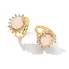 Sunflower Natural Rose Quartz Finger Rings RJEW-B113-03G-09-4