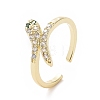 Green Cubic Zirconia Snake Open Cuff Ring RJEW-I094-17G-1