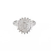 Non-Tarnish 304 Stainless Steel Flat Round with Initial Letter Open Cuff Ring for Men Women RJEW-S405-246P-D-1