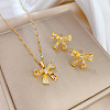 Brass Micro Pave Cubic Zirconia Pendant Necklace & Stud Earrings WG7AC39-05-1