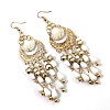 Bohemian Style Alloy Resin Moon with Teardrop Tassel Dangle Earrings FS-WG624F3-01-1