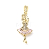 Brass Micro Pave Pink Cubic Zirconia Pendants CU-CBA5CBE-01G-1