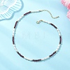 Faceted Round Natural Garnet and Rice Natural Pearl Beaded Necklaces for Women NJEW-JN05816-01-1