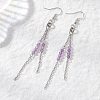 Round 304 Stainless Steel Natural Amethyst Dangle Earrings EJEW-JE06783-01-1