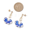 Fan Glass Dangle Stud Earrings EJEW-MZ00674-03-4