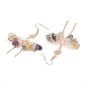 Natural Fluorite Chips Dangle Earrings EJEW-S214-01I-2