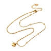 304 Stainless Steel Flat Round with Word Lucky Pendant Ball Chain Necklaces for Women NJEW-K255-45G-4