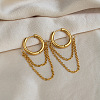 304 Stainless Steel Double Chain Tassel Hoop Earrings for Women MX0764-3