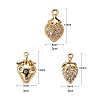 6Pcs Brass Micro Pave Clear Cubic Zirconia Charms KK-LS0001-41-3